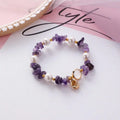 Wholesale 7 Chakra Healing Natural Amethyst Quartz Natural Freshwater Pearl Stone Bead Charms Bracelet Jewelry