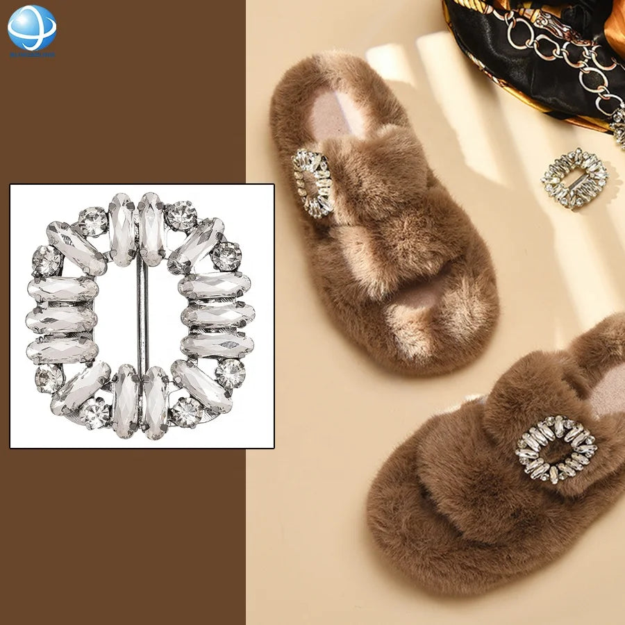 Rhinestone Ornament 5cm Slider Buckle for Women Shoe Decorative Crystal Buckle With Bar Adjust Belt Buckles