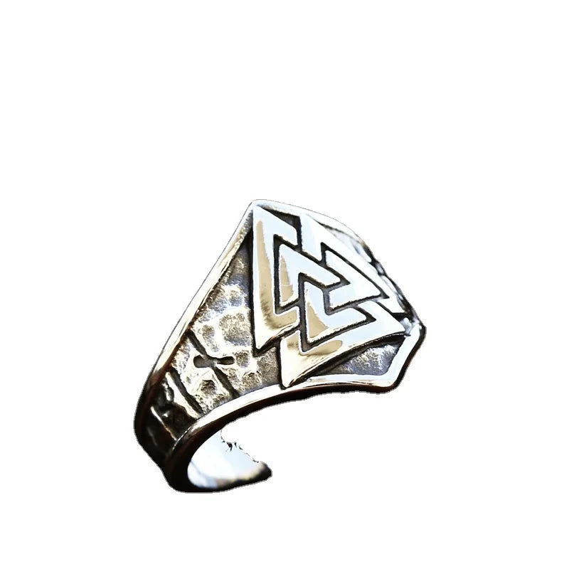 New Stainless Steel Viking Valknut Ring New Men's Retro Simple Fashion Titanium Steel Ring Men's Gift