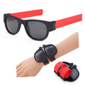 Custom Logo Fashion Plastic Rubber Sunglasses for Mountain Biking UV400 Polarized Blue Red Slap Bracelet Folding Sunglasses