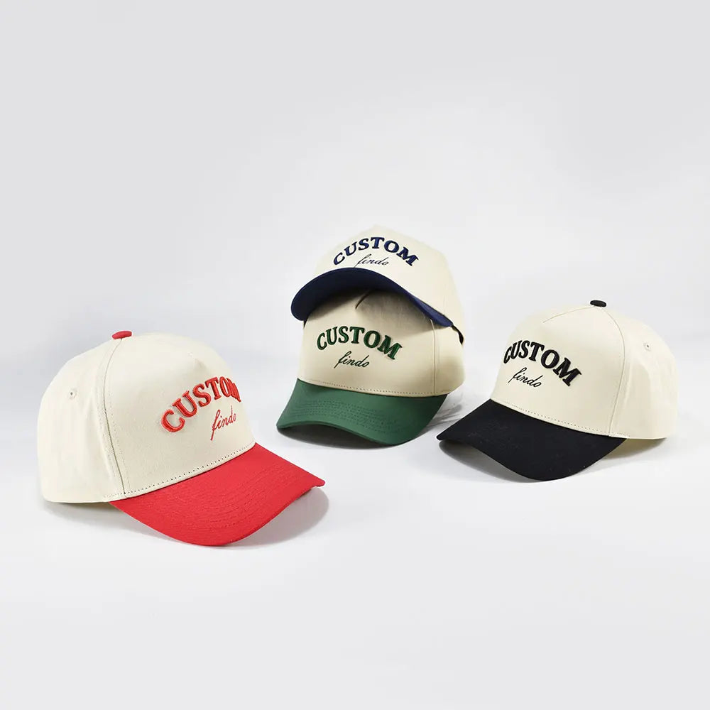 Custom 3D Embroidery Logo Bulk High Quality Colorful Cotton Curved Brim Snapback Vintage Baseball Cap Two Tone Trucker Hat