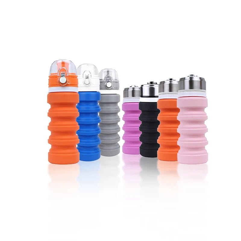 2025 New Drinking Bpa Free Silicon Water Bottle Gym Foldable Custom logo Collapsible Sports Insulated Kids Water Bottle