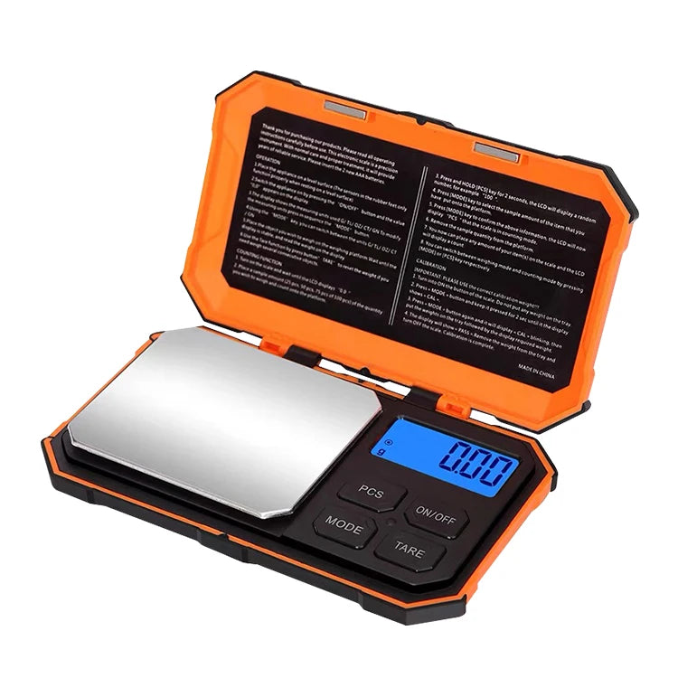 200g/0.01g Digital Pocket Scale Blue Backlit LCD Display Weighting Machine Load Cell Electronic Scale for Food 2*AAA Battery