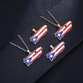 18K Gold & Stainless Steel Silver Puerto Rico Map Pendant Necklace Enamel Puerto Rico Flag for Men Women
