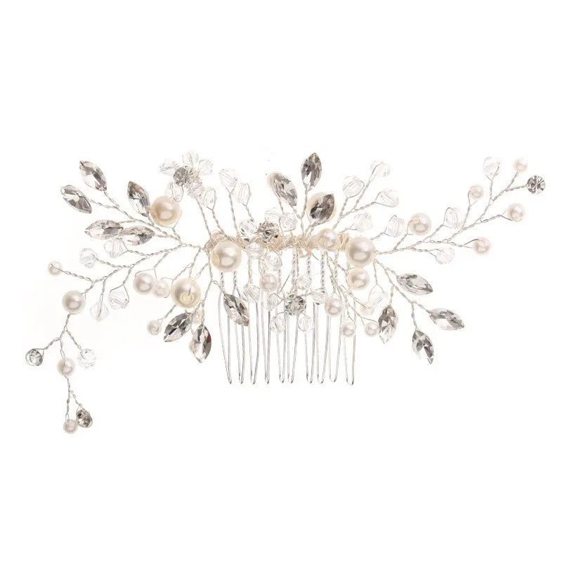 Vintage New Design Handmade Wired Rhinestones Pearl Crystal Bridal Hair Comb Wedding Party Headpiece Environmental Friendly Hair