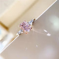 Aimgal Custom Fine Jewelry 2ct Radiant Cut Pink Diamond Ring High Carbon LEB S925 Sterling Silver 18K Gold Plated Low MOQ