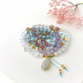 MN43561 Selene Goddess Mala With Selenite Aquamarine Amethyst Quartz Beads and Moonstone 108 Mala Necklace Prayer Beads