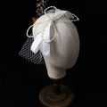 SLBRIDAL Bowknot Style Wedding Veils Crystal Pearls Net Mesh White Ribbon Bridal Clip Hair Accessories for Bride Mariage Women
