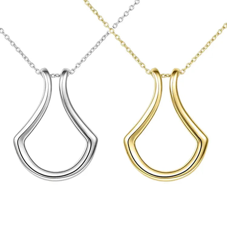 SC New Design Opening U Shape Ring Keeper Necklace Wedding Gifts Factory Custom Open Sector Pendant Ring Holder Necklace Women