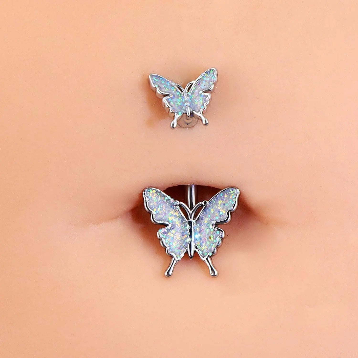 Fashion Simple Little Devil Stainless Steel Navel Nail Diamond Butterfly Belly Button Ring for Women