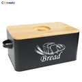 Extra Large Vintage Bread Box with Bamboo Lid for Kitchen -Side Handles Matching Biscuit Tin