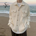 Custom logo Casual Loose Fit Plus Size Sustainable Buttoned 100% Organic Cotton Corduroy Men's Jacket