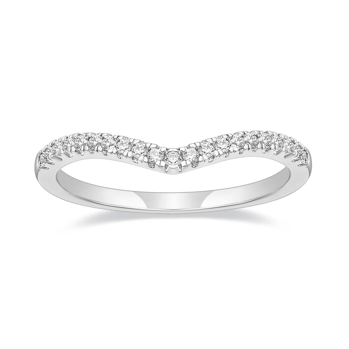 Somen Women V Shaped Copper Ring Cubic Zirconia Wedding Bands Stackable Ring Fashion Jewelry Gift Size 3-12.5