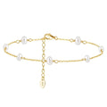 European and American 925 Sterling Silver Summer Beach Freshwater Pearl Anklets for Women Gold Plated  Jewelry