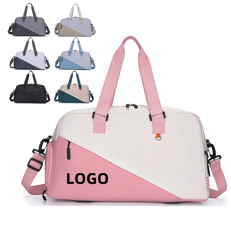Large Capacity Custom Logo Duffle Gym Bag Nylon Fabric Fashionable Zipper Unisex Yoga Fitness Soccer Travel Sports Portable