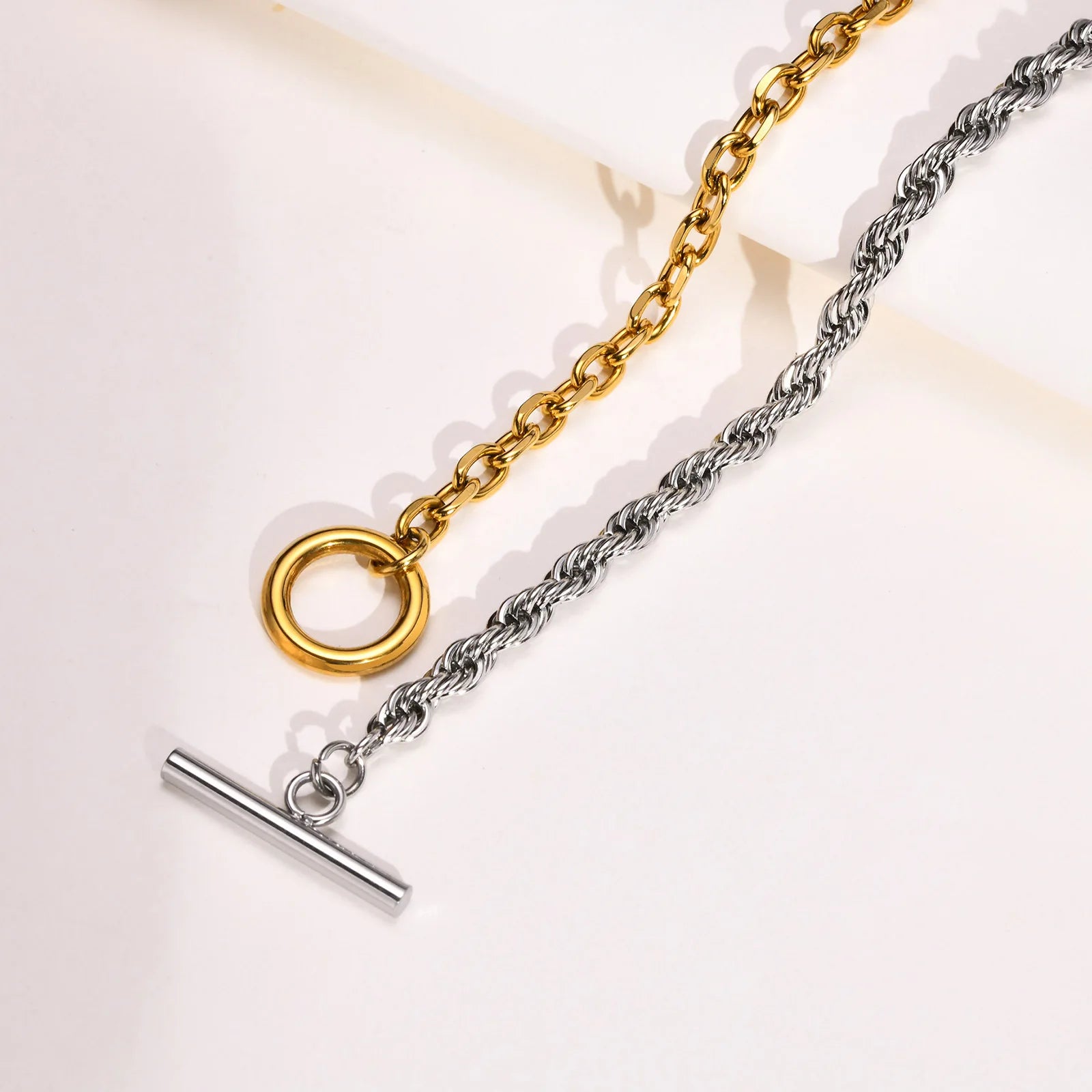 Waterproof Women Fashion Jewelry Gold Plated Silver Stainless Steel Mixed Twisted Chain Necklace Choker for Girls Women