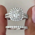 CAOSHI Hot Selling Exquisite Dazzling Cubic Zirconia 2Pcs Set Couple Rings for Wedding Engagement Silver Plated CZ Rings Women