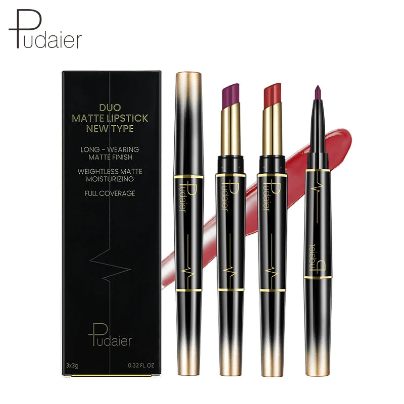 Pudaier Waterproof Long-lasting Matte Double Head Lipstick Suit Private Label