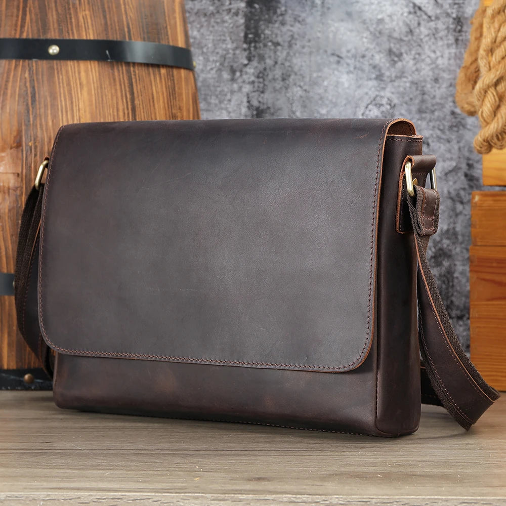 Marrant Crazy Horse Genuine Leather Men Shoulder Side Bag Leather Crossbody Bags Men's Leather Messenger Bags