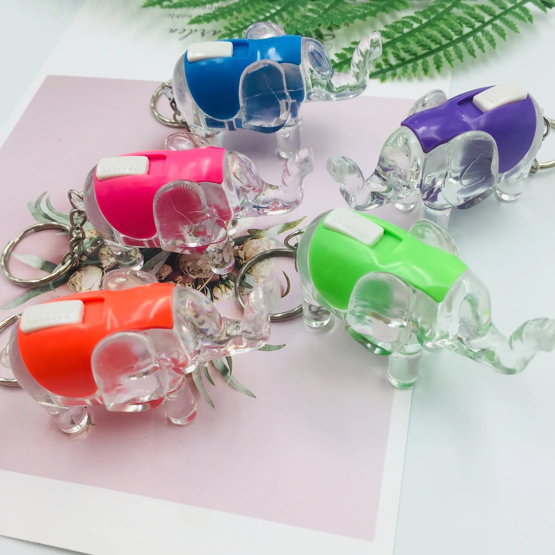 Wholesale Cute Elephant Shape LED Flashlight Keychain Multi Function Keyring Emit Light Lamp Mini LED Gifts