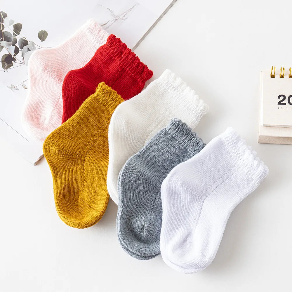 Newborn Kids Toddler Boys Girls Breathable Cotton Socks Spring Autumn Baby Short Socks Candy Color Anti Slip Baby Ankle Socks