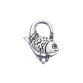 Oxidized Sterling Silver Fish Pattern Lock 925 Animal Shape Designer Pendant Lobster Clasp Charm Holder Jewelry Findings