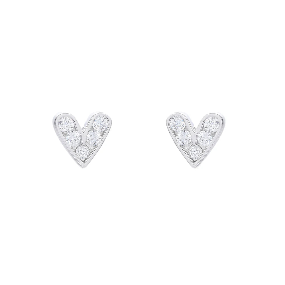 Romantic Heart-Shaped Zircon Diamond 925 Silver Stud Earrings Fashionable Fine Jewelry for Women's Weddings