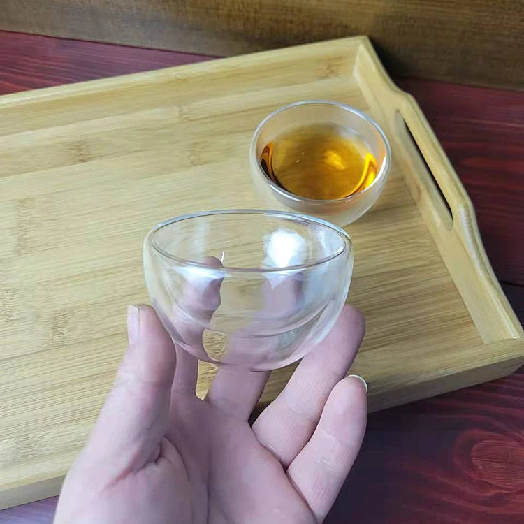 Small Double Wall Glass Bowl for Dessert Pudding Mini Glass Double Walled Bowl for Bake