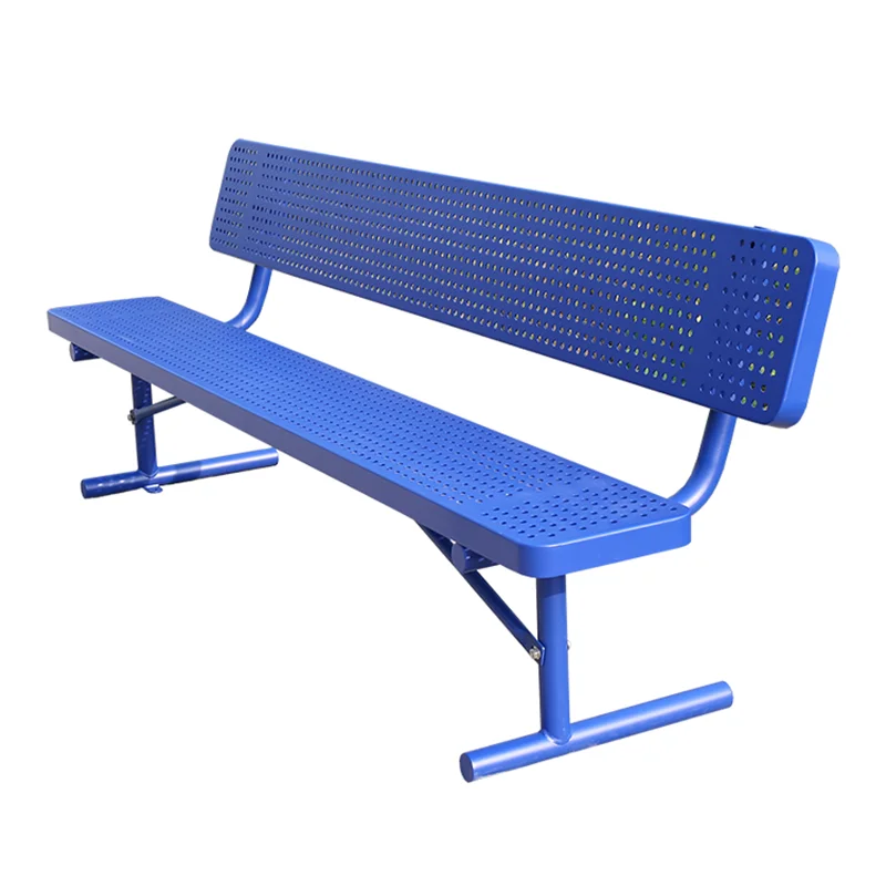 Outdoor Park Perforated Steel Long Bench Seat Outside Street Metal Bench Seating Public Garden Patio Chair Bench with Back