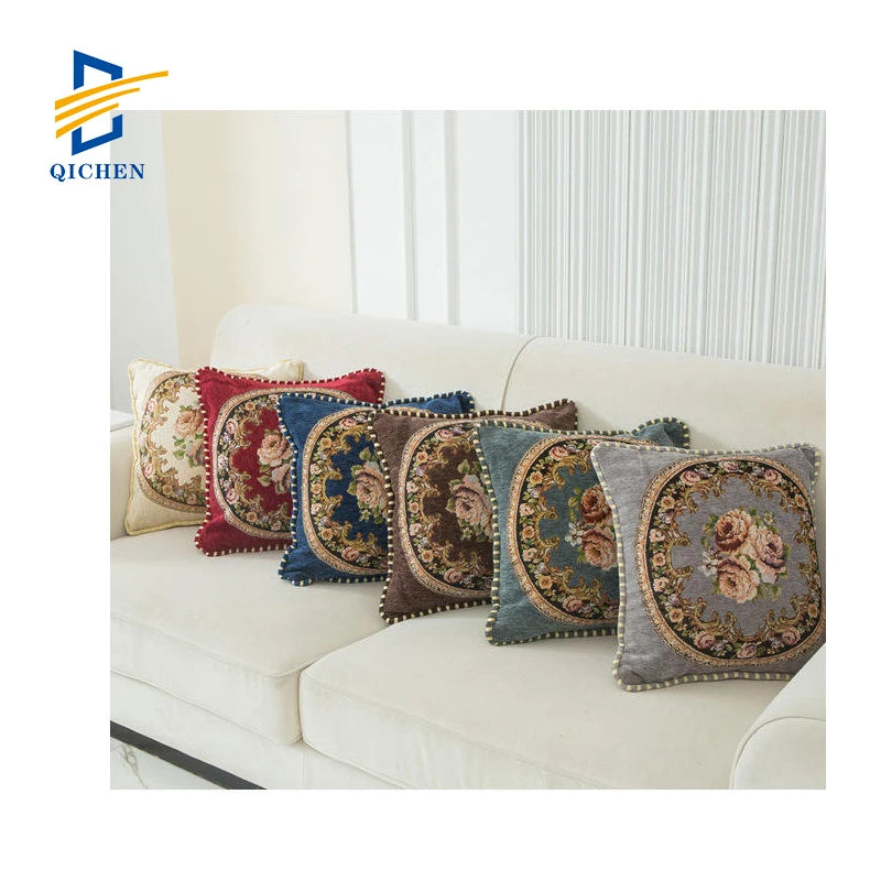 Innermor European Ethnic Decorative Woven Geometric Floral Jacquard Throw Pillow Case Sofa Cushion Cover for Bedroom