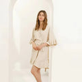 FUNG 6008 Family Matching Robe Women Chiffon Satin Ruffle Bride Bridesmaid Robe