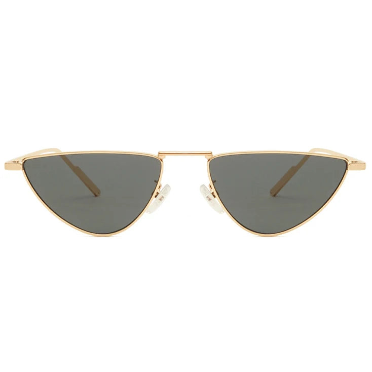 New Triangular Small Cat Eye Metal Frame Newest Retro Designer PC Lens Fashion Women Small Sunglasses