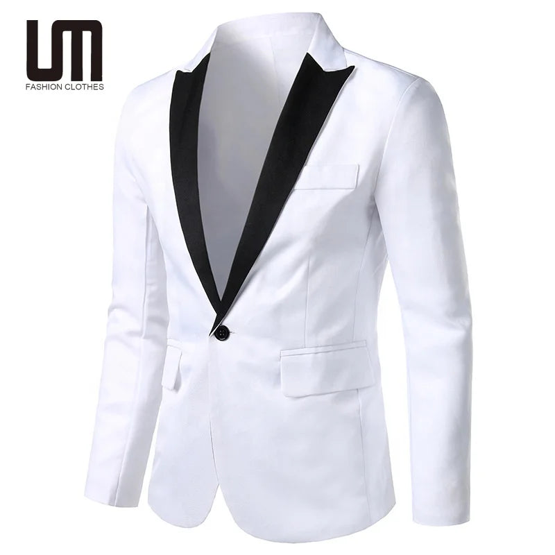 OEM New Years Elegant Male Suit Blazers Formal Single Button Contrast Color Blazer for Men