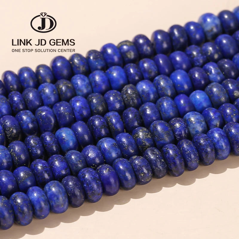JD Wholesale Finished Gemstone Beads 8*4-5mm Dyed Color Lapis Lazuli Abacus Smooth Loose Spacer Beads for Jewelry Making