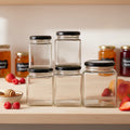 Cheap 200ml 280ml 380ml 500ml 730ml square Glass Jars Pickle Packing Jar Food Storage Chili Oil Jam Honey Jar with Metal Lid