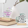 German Parents and Siblings Family Acrylic Desk Ornament with Wooden Base for Home Decor Gift