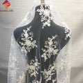 French Tulle Lace Fabric for Wedding Evening Dress 3D Flowers Applique Sequin Embroidery Beaded Lace Fabrics