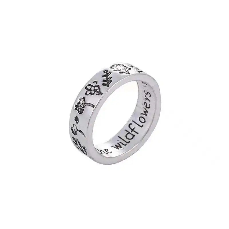 Hot Sale Vintage Rings Sun Moon Flower Punk Ring Fashion S925 Thai Silver Rings for Women and Men