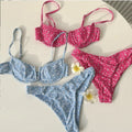 Underwire Custom Spandex/Nylon Eco-Friendly Tube Top Tie Front Halter Solid Striped Print Scoop Neck Bikini Set Two Piece Women