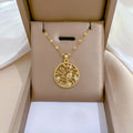 Light Luxury Titanium Steel Full Diamond Tree Owl Zircon Pendant Necklace Choker for Women Stainless Steel Jewelry Charm