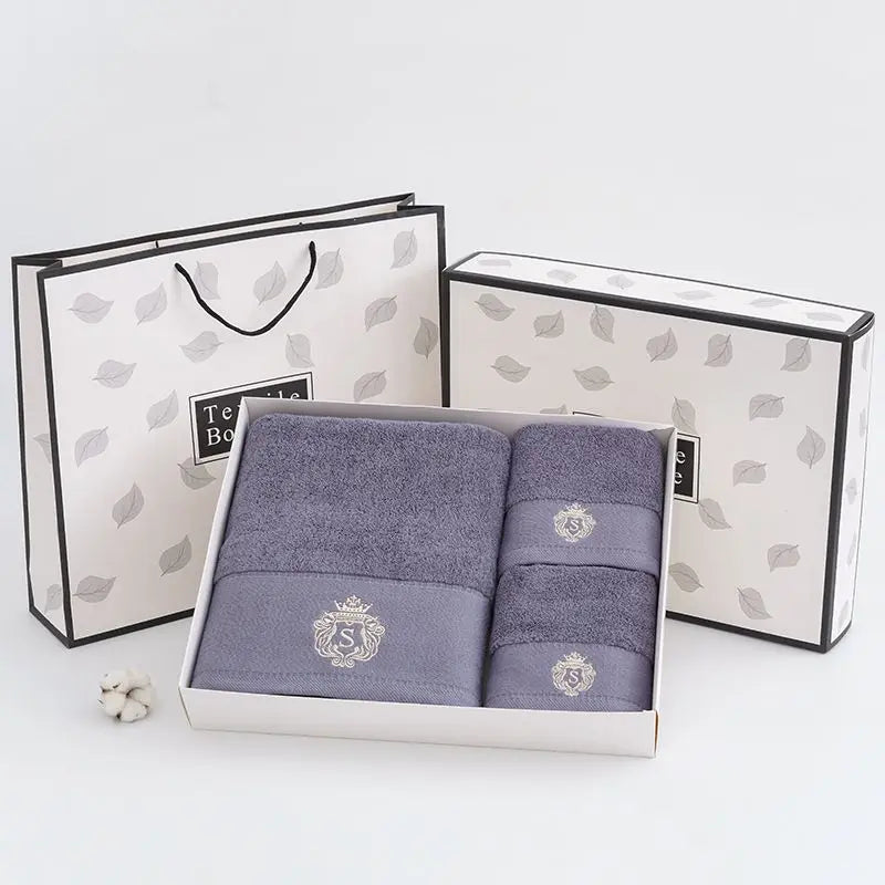 Set of 3 Cotton Bathroom Towels Water Pattern Pure 100% Egyptian Cotton Luxury Bath Hand Face Hotel Towels   Bath Towel