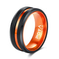 POYA Mens 8mm Two Tone Tungsten Ring Red Orange Purple Aluminium Sleeve Inlay Grooved Wedding Band MegaBDM