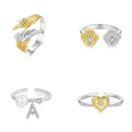 Jiang Yuan Fine Twisted Yellow Color Jewelry Fine Bulk Ring Design Resizable Hiphop 925 Silver Letter Pearl Rings for Girls