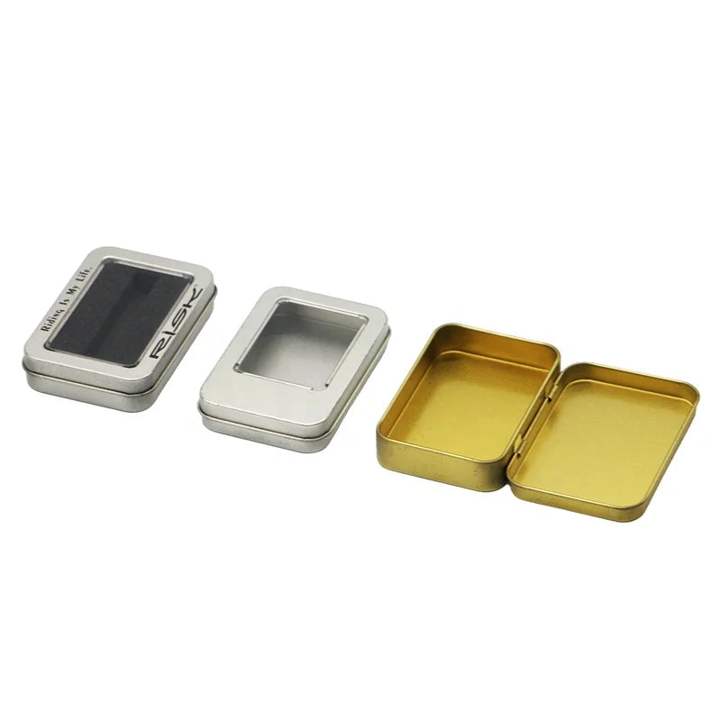 ODM OEM Wholesale Factory Small Batch Custom Rectangular Silver White Black Gold Jewelry Candy Storage Hinged Tin Box