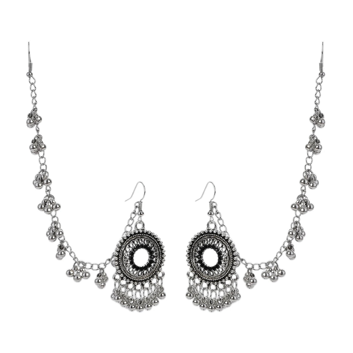 Wholesale Ethnic Water Drop Silver Color Beads Tassel Wedding Earrings for Women Set Rhinestone Retro Jewelry Supplies