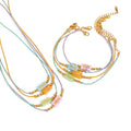 Summer Beach Couple Style 18K Gold Stainless Steel Colors Rope Letter Pendant Necklace Bracelet Set for Gift