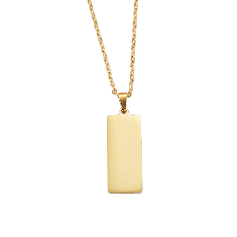 MIENTER Logo Necklace Blank Square Bar Necklace Personalize Laser Engrave Bar Pendant Necklace for Women