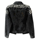 Cycling Pearl Denim Coat Women Cotton Spring Autumn Ropa Cardigan Jeans Punk Gothic Bomber Jacket Windbreaker Women Jackets