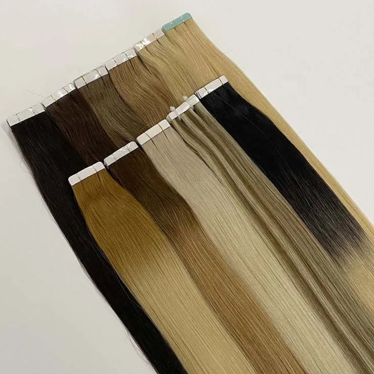 Wholesale Human Remy Hair Extensions Tape Machine Vendors Straight Cuticle Aligned Virgin Tape in Hair Extensions Remy