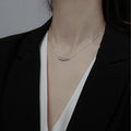 Simple Eggplant Pendant Necklace 925 Sterling Silver Snake Bone Chain Women Jewelry Eggplant Shape Curved Tube Bar Necklace